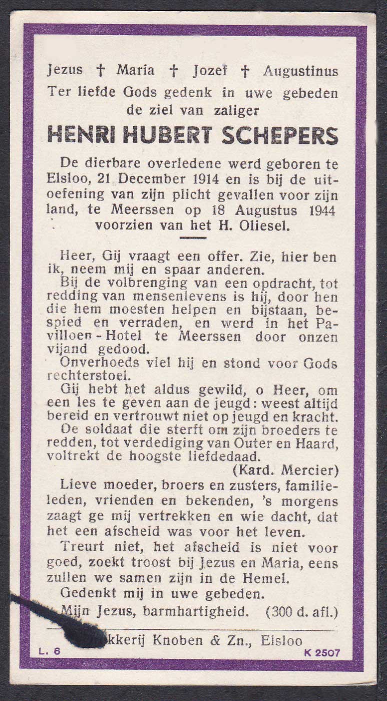 Schepers Henri bidprentje 18.08.1944