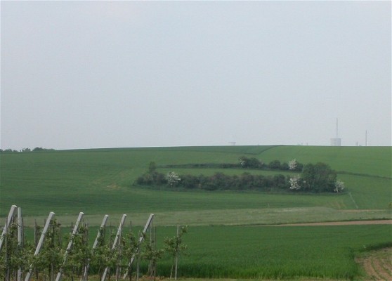 Graften op “de Heuvel” aan de grens met Beek. Hier lagen oorspronkelijk drie graften boven elkaar. Nu zijn er nog twee over. De steilte onder de twee graften was ooit de derde graft