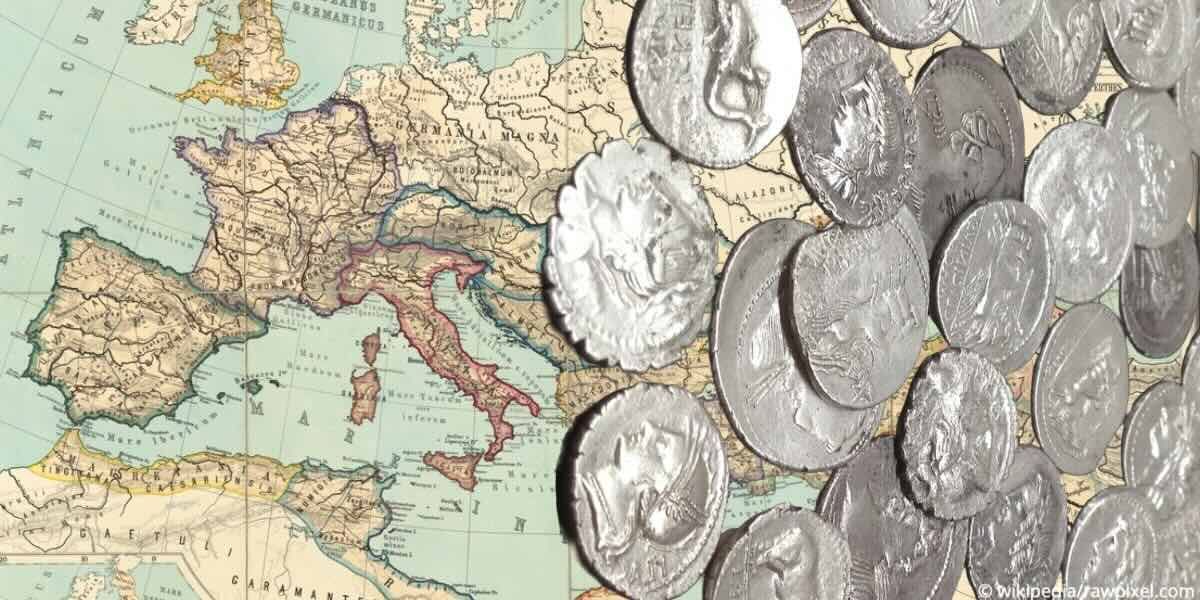 munten op kaart Romeinse rijk